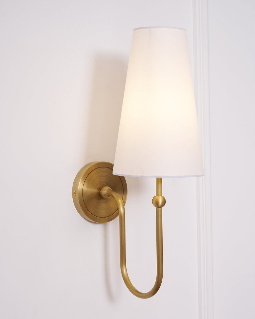 Antique Brass-Finish Wall Sconce with Fabric Shade - view 17