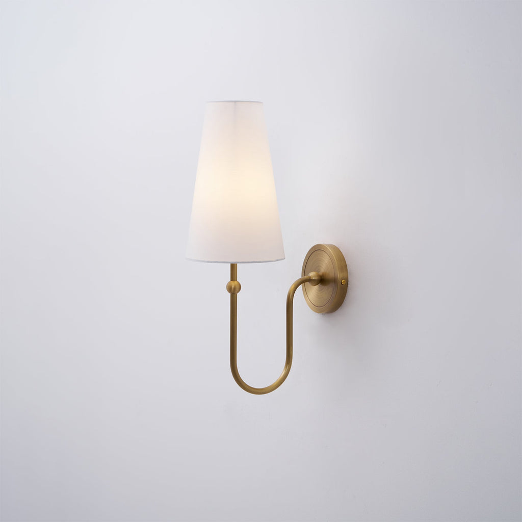 Antique Brass-Finish Wall Sconce with Fabric Shade - view 15