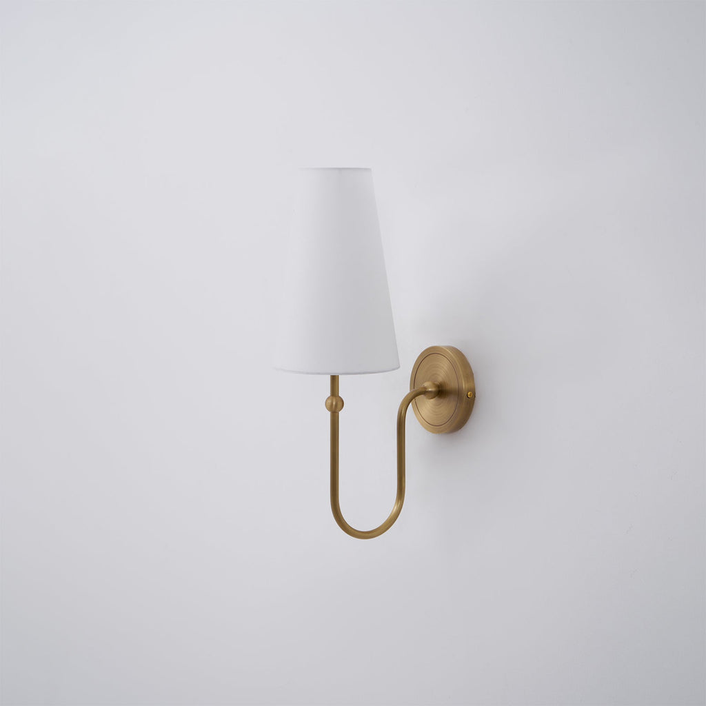 Antique Brass-Finish Wall Sconce with Fabric Shade - view 16