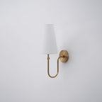 Antique Brass-Finish Wall Sconce with Fabric Shade - view 16