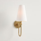 Antique Brass-Finish Wall Sconce with Fabric Shade - view 21