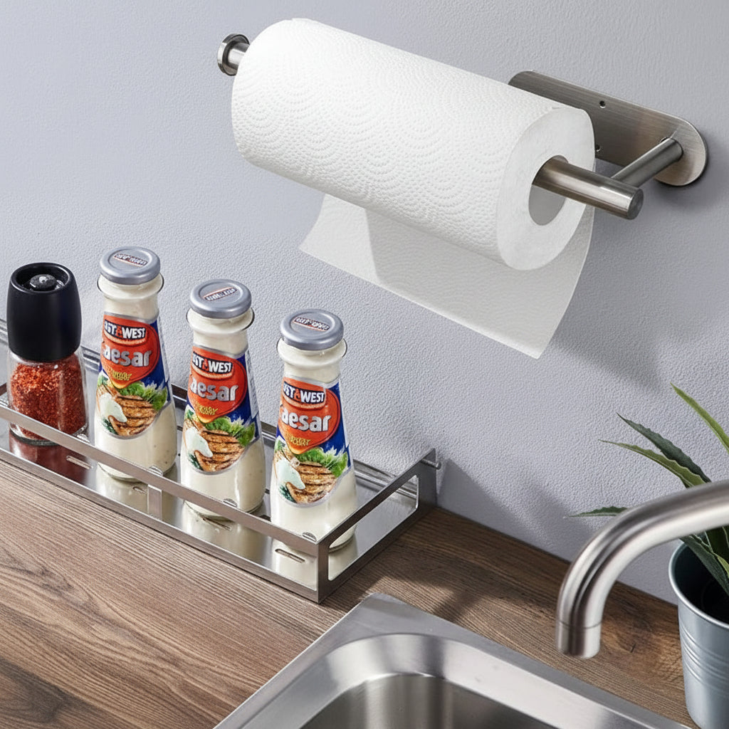 Under-Cabinet Kitchen Roll Holder, Stainless Steel — product view 3