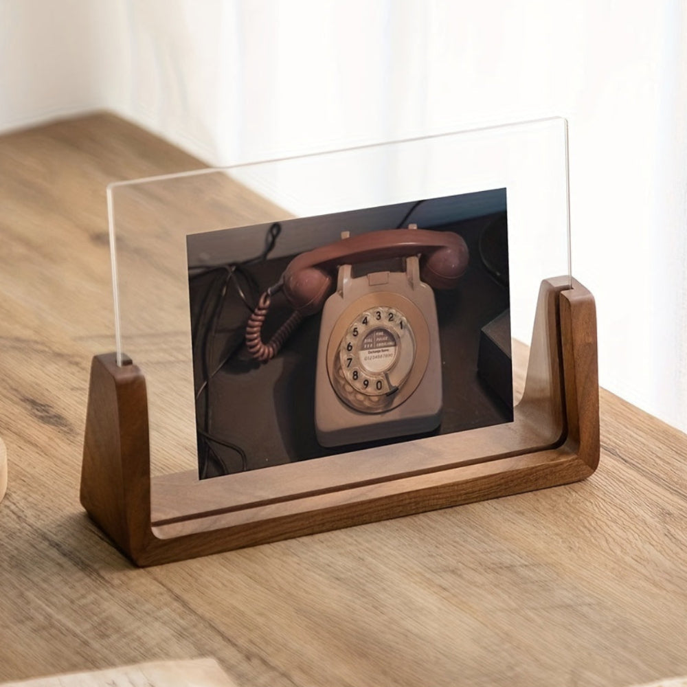 Acrylic Photo Frame with Wooden Base, Tabletop Display — product view 4
