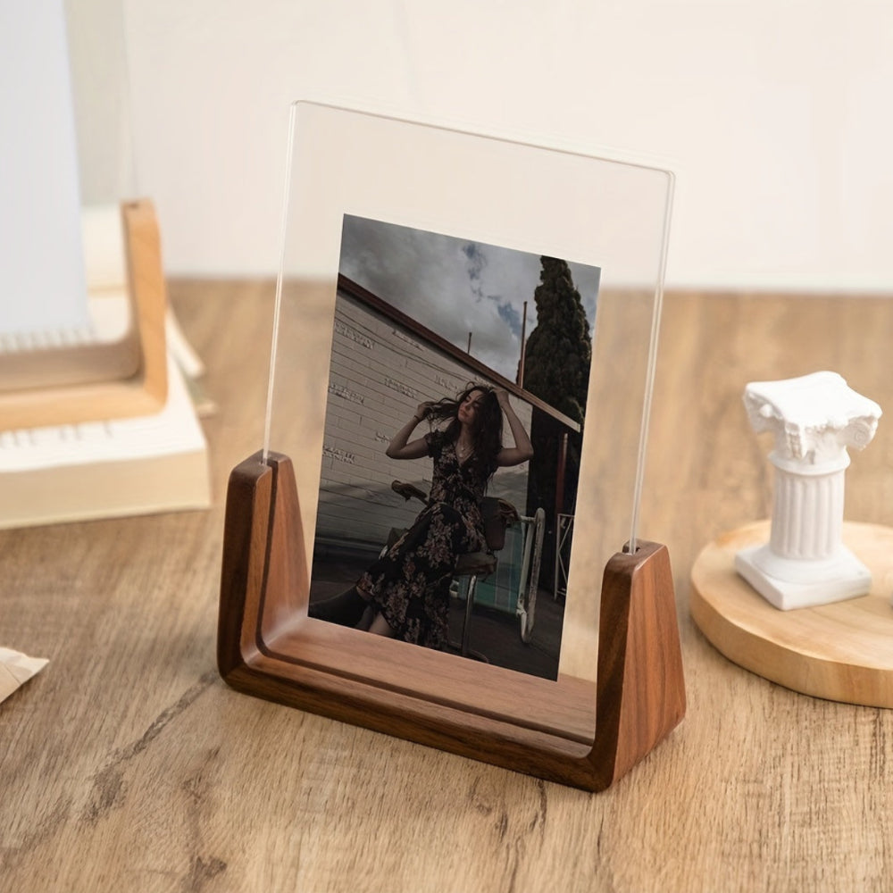 Acrylic Photo Frame with Wooden Base, Tabletop Display — product view 5