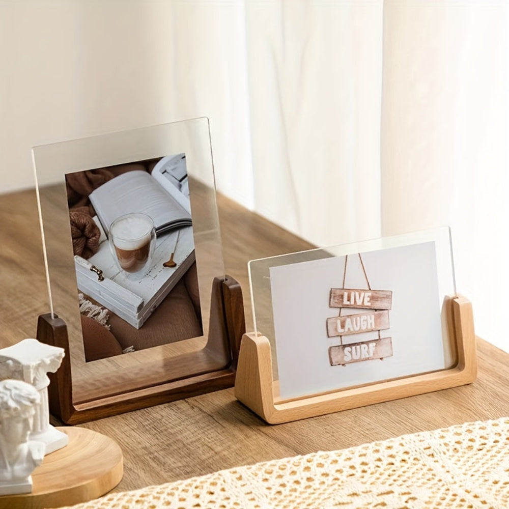 Acrylic Photo Frame with Wooden Base, Tabletop Display — product view 9