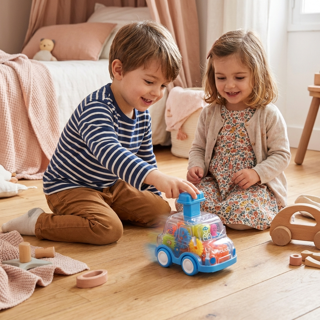 Gear Mechanism Push Go Toy Cars Kids Colourful Educational