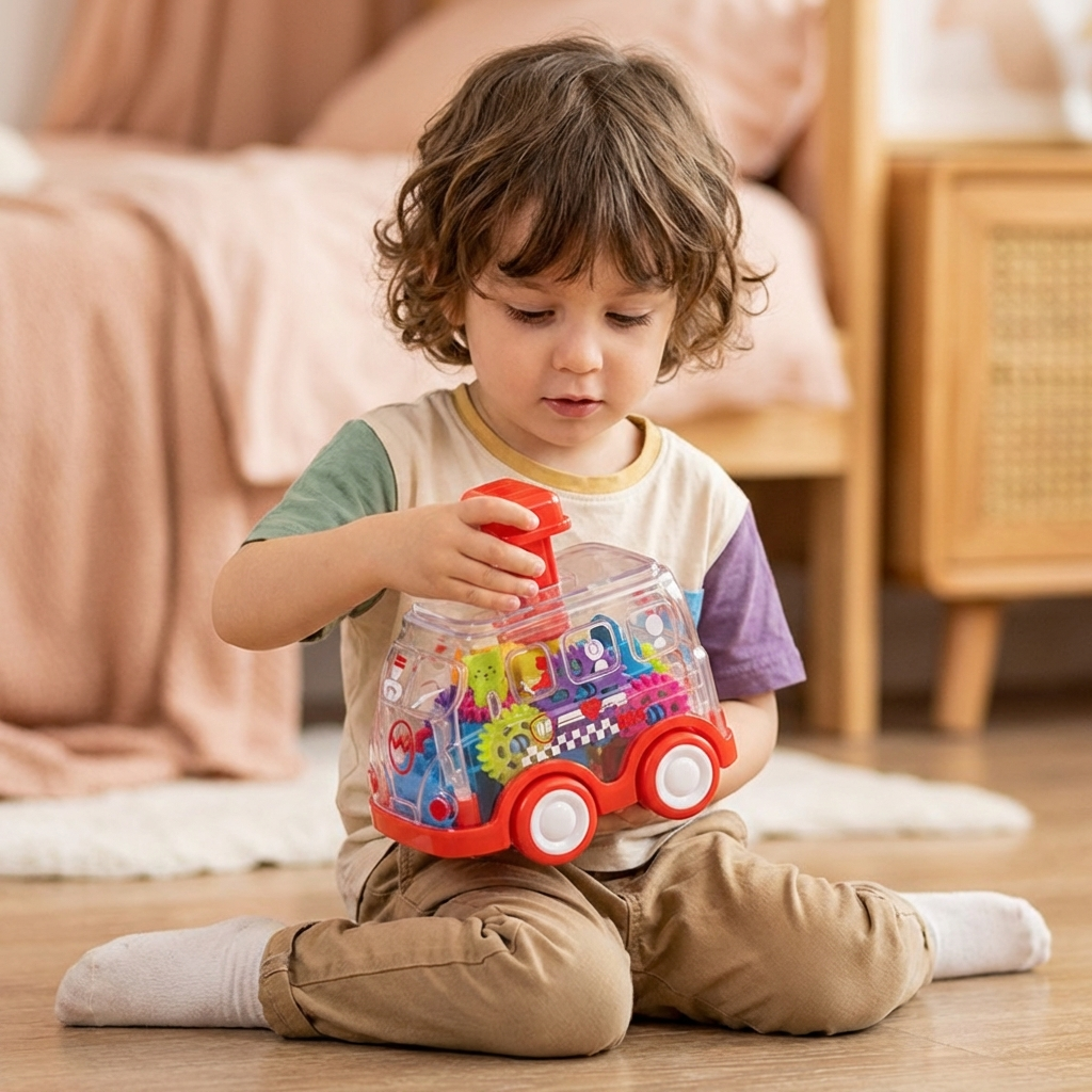 Gear Mechanism Push Go Toy Cars Kids Colourful Educational
