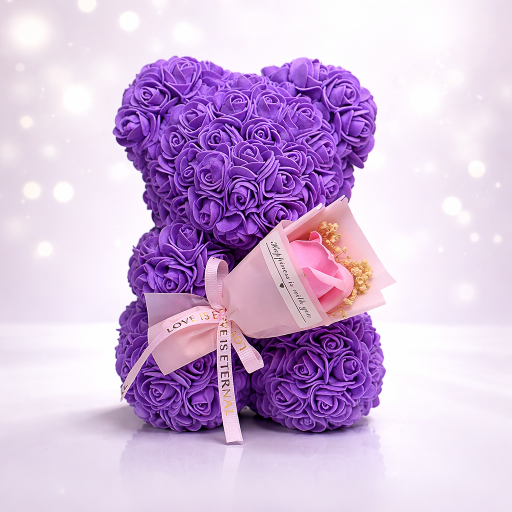 Artificial Rose Bear, Decorative Flower Gift — product view 3