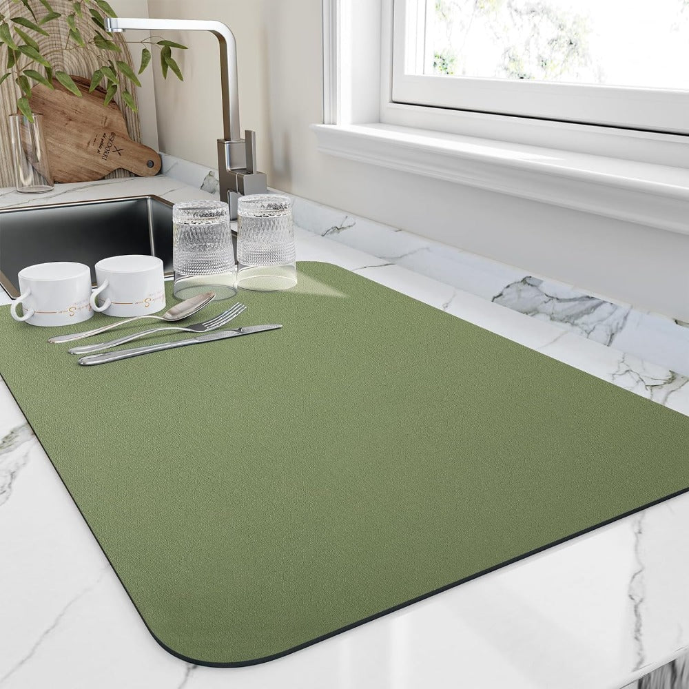 Quick-Dry Dish Drying Mat — Green