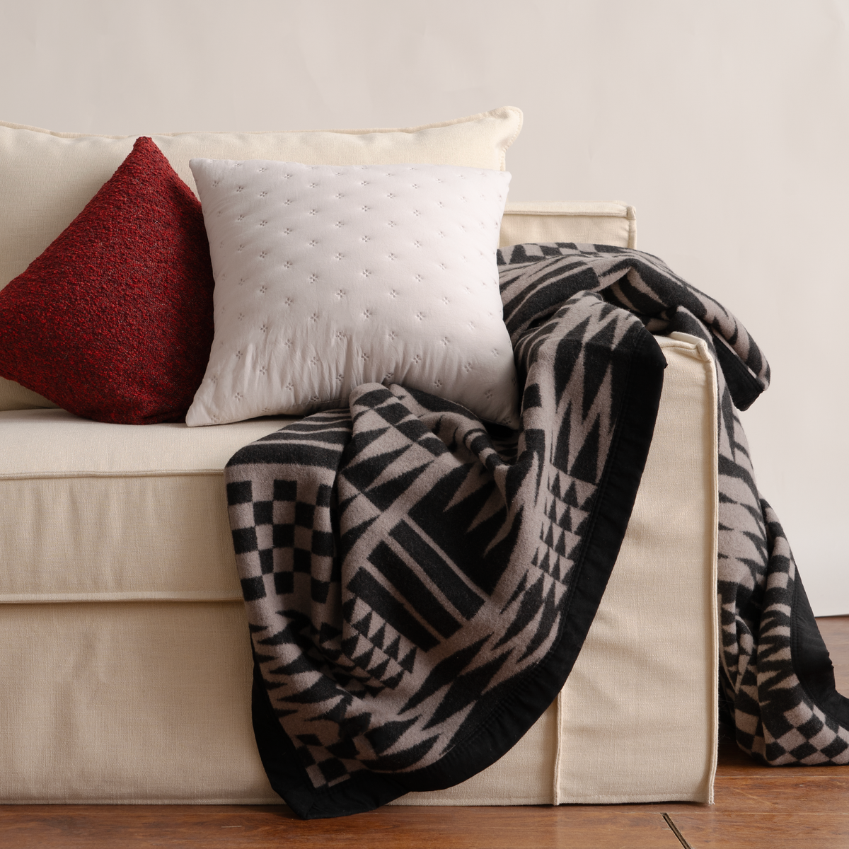 Quilted Cushion Covers with Geometric Stitching, Set of 2 - product view 11