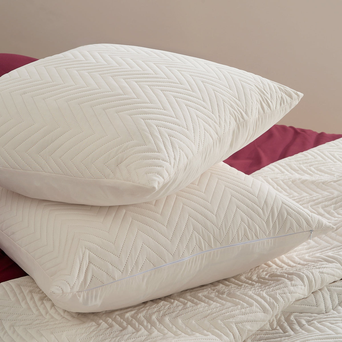 Quilted Cushion Covers with Geometric Stitching, Set of 2 - product view 18