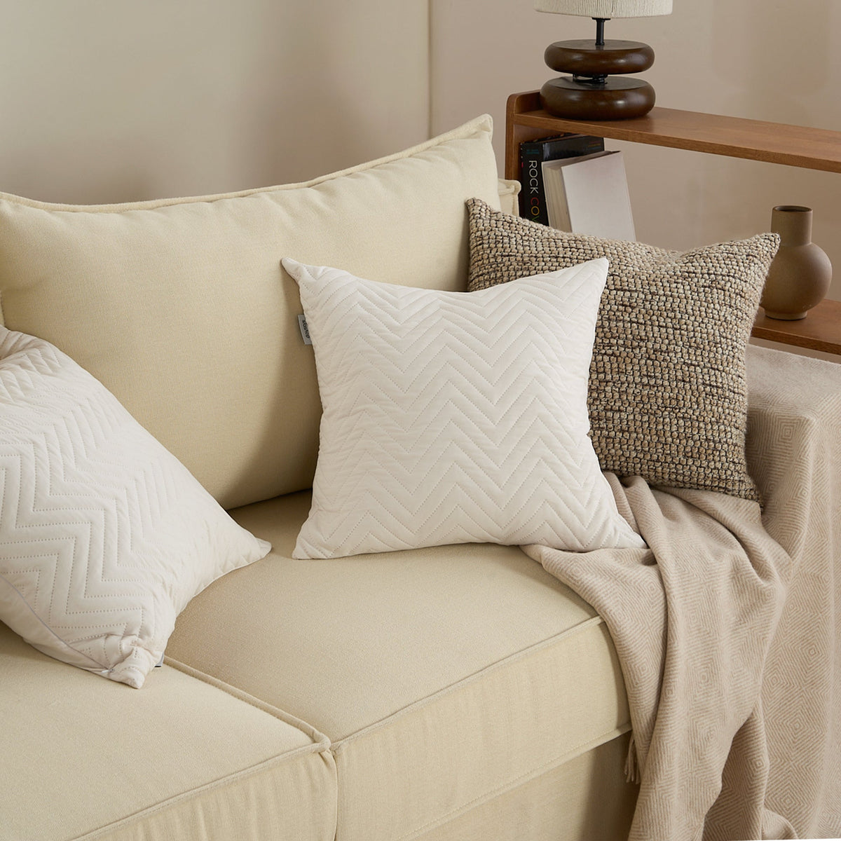Quilted Cushion Covers with Geometric Stitching, Set of 2 - product view 19