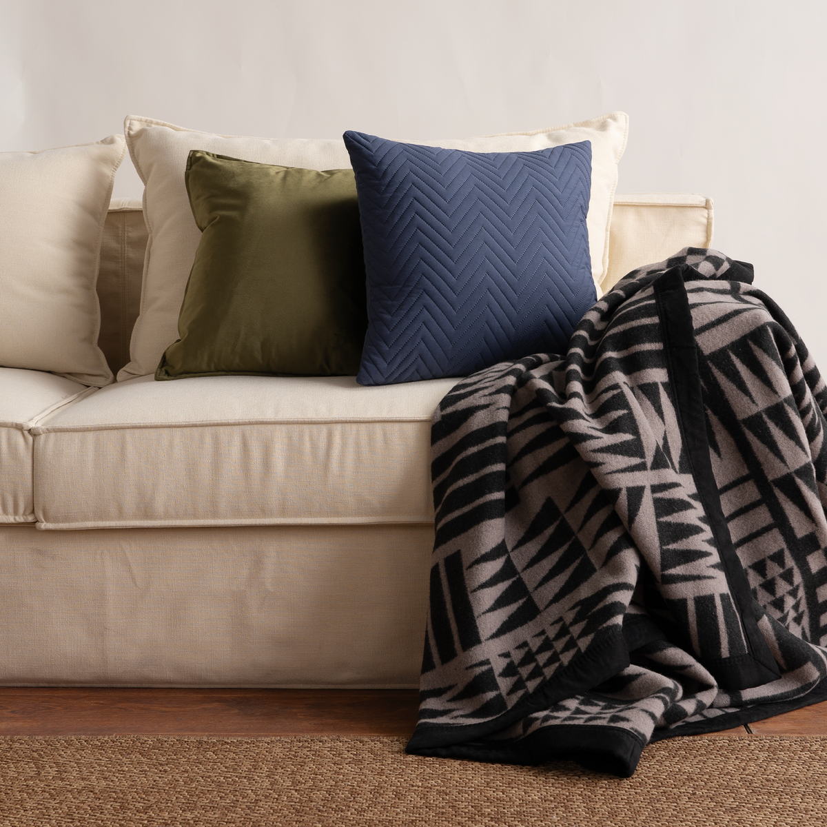 Quilted Cushion Covers with Geometric Stitching, Set of 2 - product view 5
