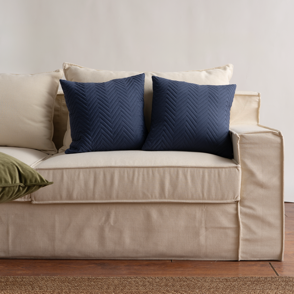 Quilted Cushion Covers with Geometric Stitching, Set of 2 - product view 2
