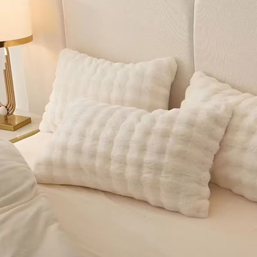 Large Ribbed Faux Fur Cushion Cover – image 6