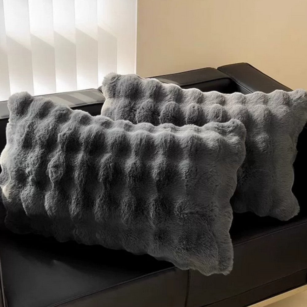 Large Ribbed Faux Fur Cushion Cover – image 3