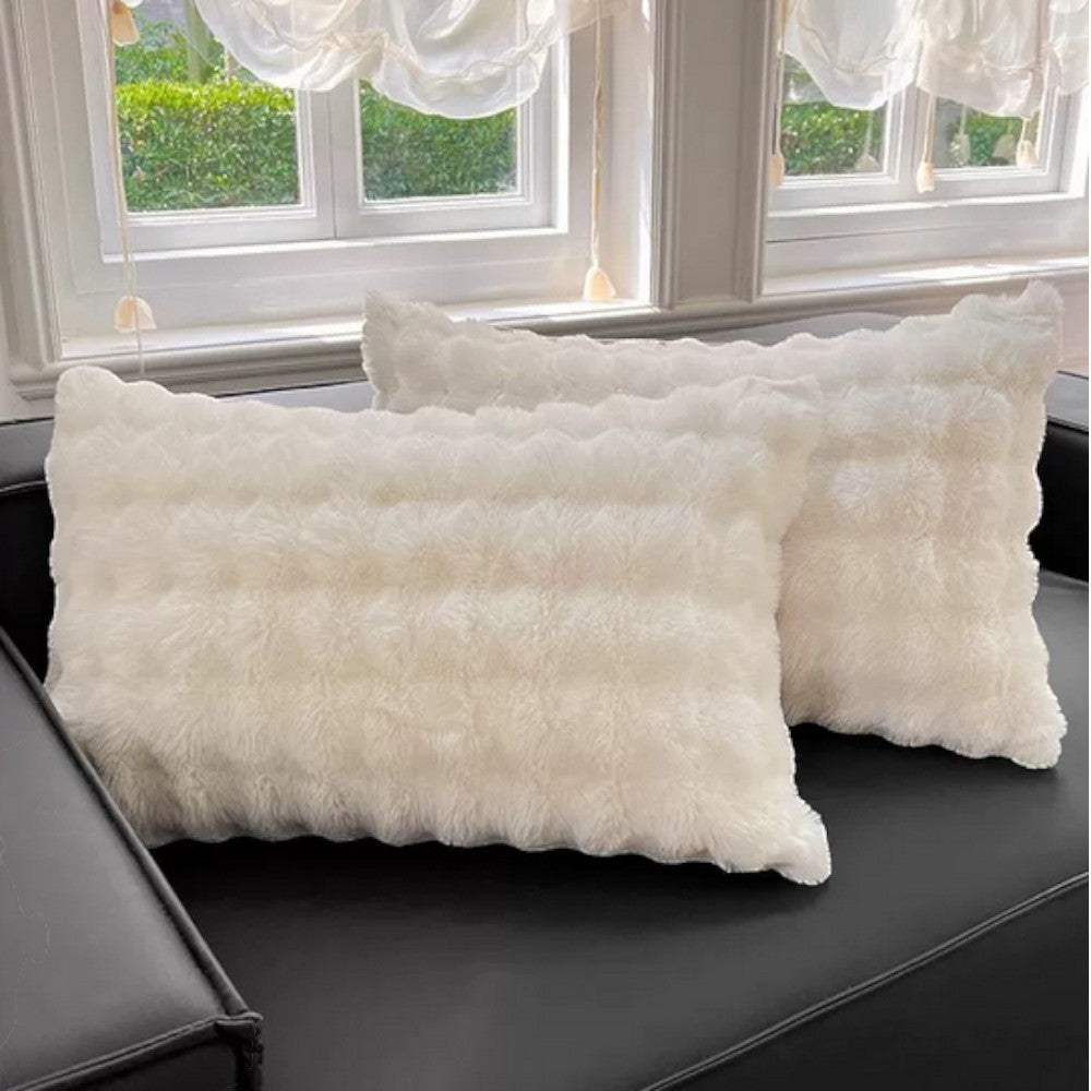 Large Ribbed Faux Fur Cushion Cover – image 4