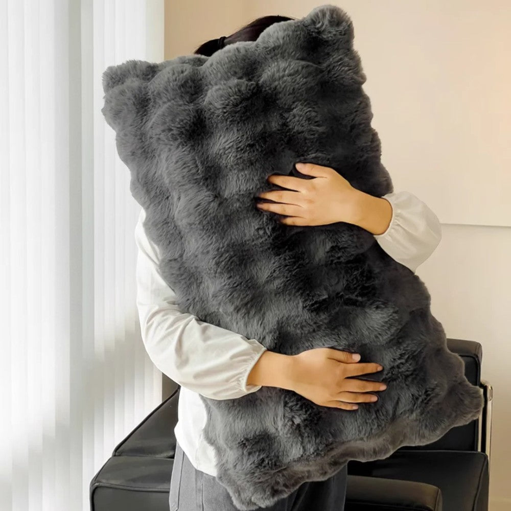 Large Ribbed Faux Fur Cushion Cover – image 1