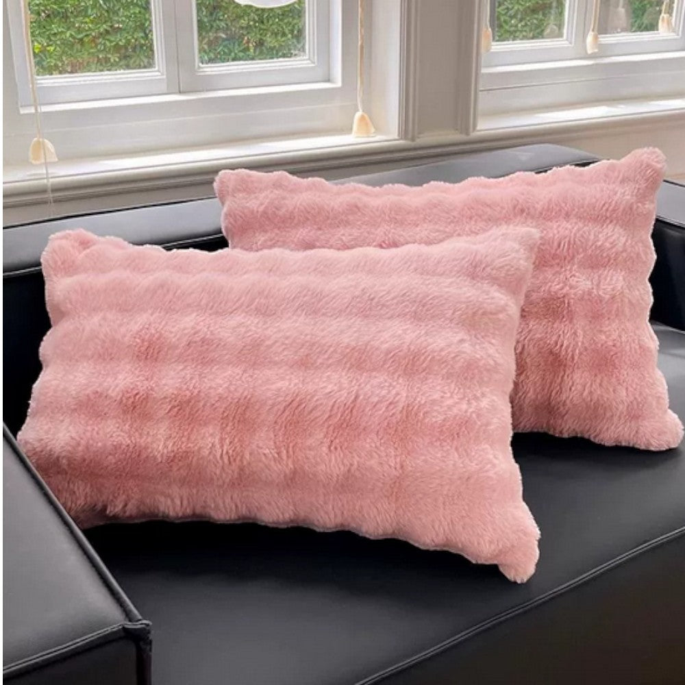 Large Ribbed Faux Fur Cushion Cover – image 7