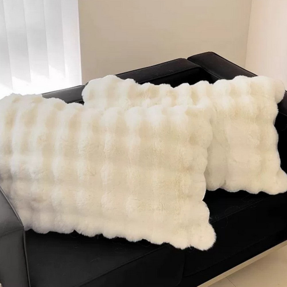 Large Ribbed Faux Fur Cushion Cover – image 5