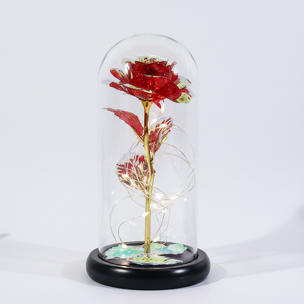 Rose Figure Display Glass Dome Gift Decoration