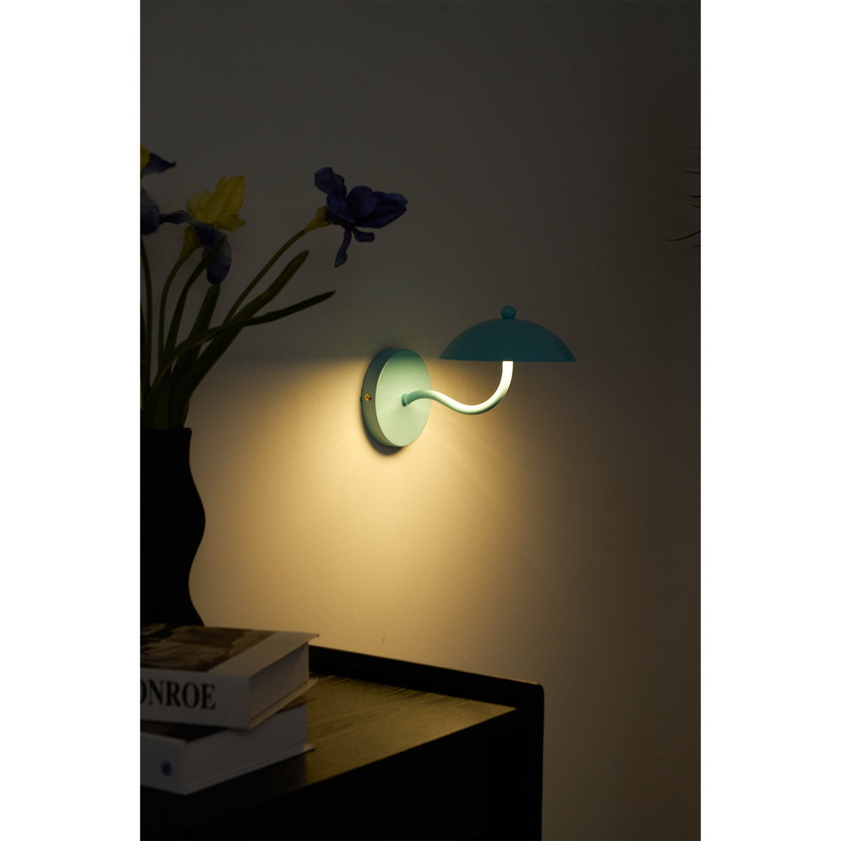 Coloured Metal LED Wall Sconce, Compact Curved Design - view 16