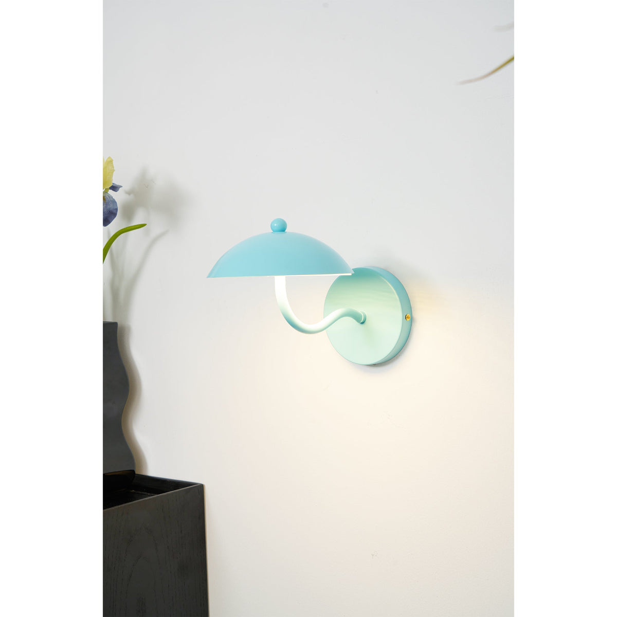 Coloured Metal LED Wall Sconce, Compact Curved Design - view 9