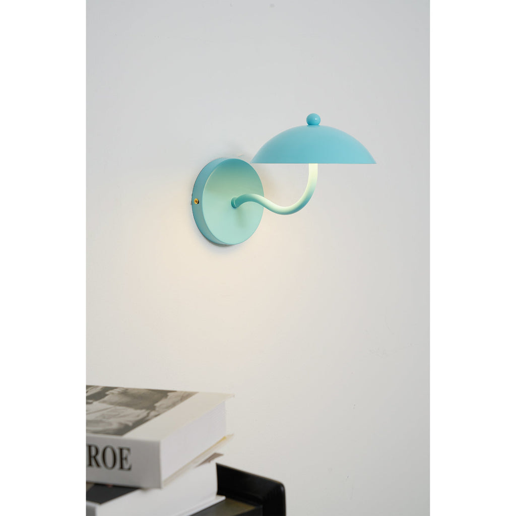Coloured Metal LED Wall Sconce, Compact Curved Design - view 11