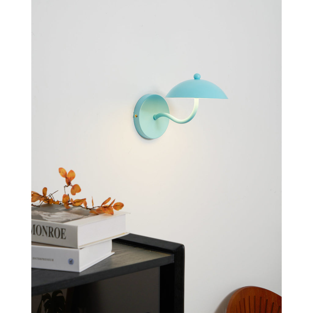 Coloured Metal LED Wall Sconce, Compact Curved Design - view 12