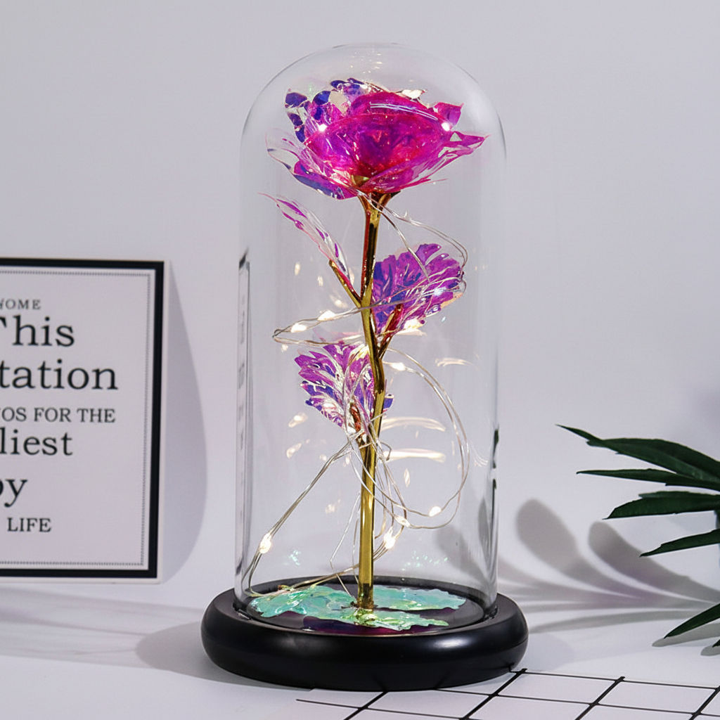 Rose Figure Display Glass Dome Gift Decoration