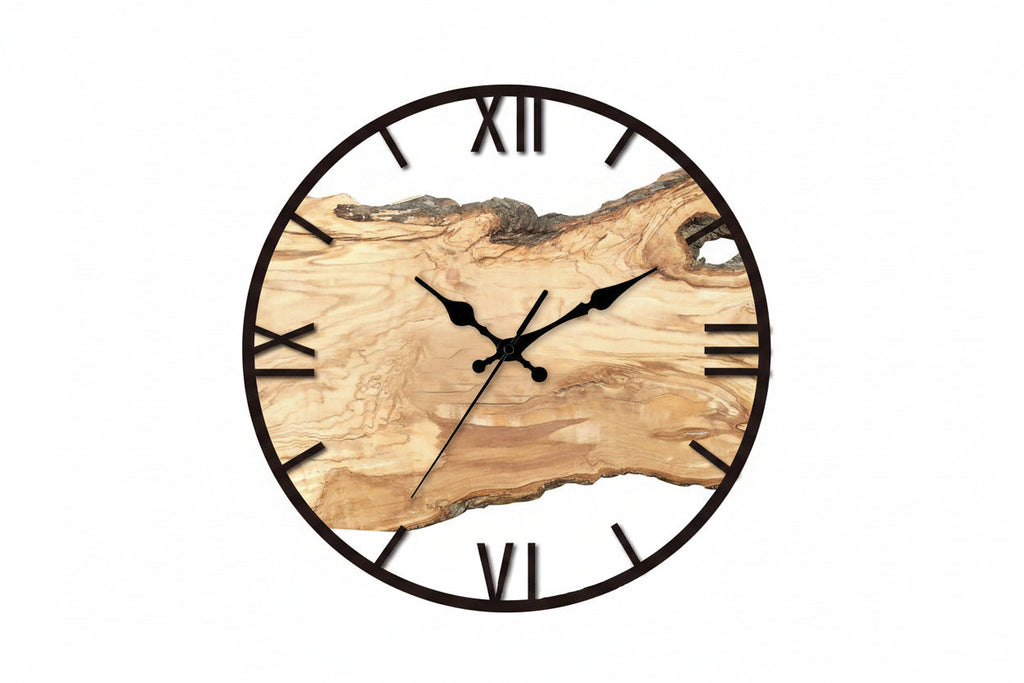 Rustic Wood-Look Wall Clock, Silent Open-Frame Design - product view 4
