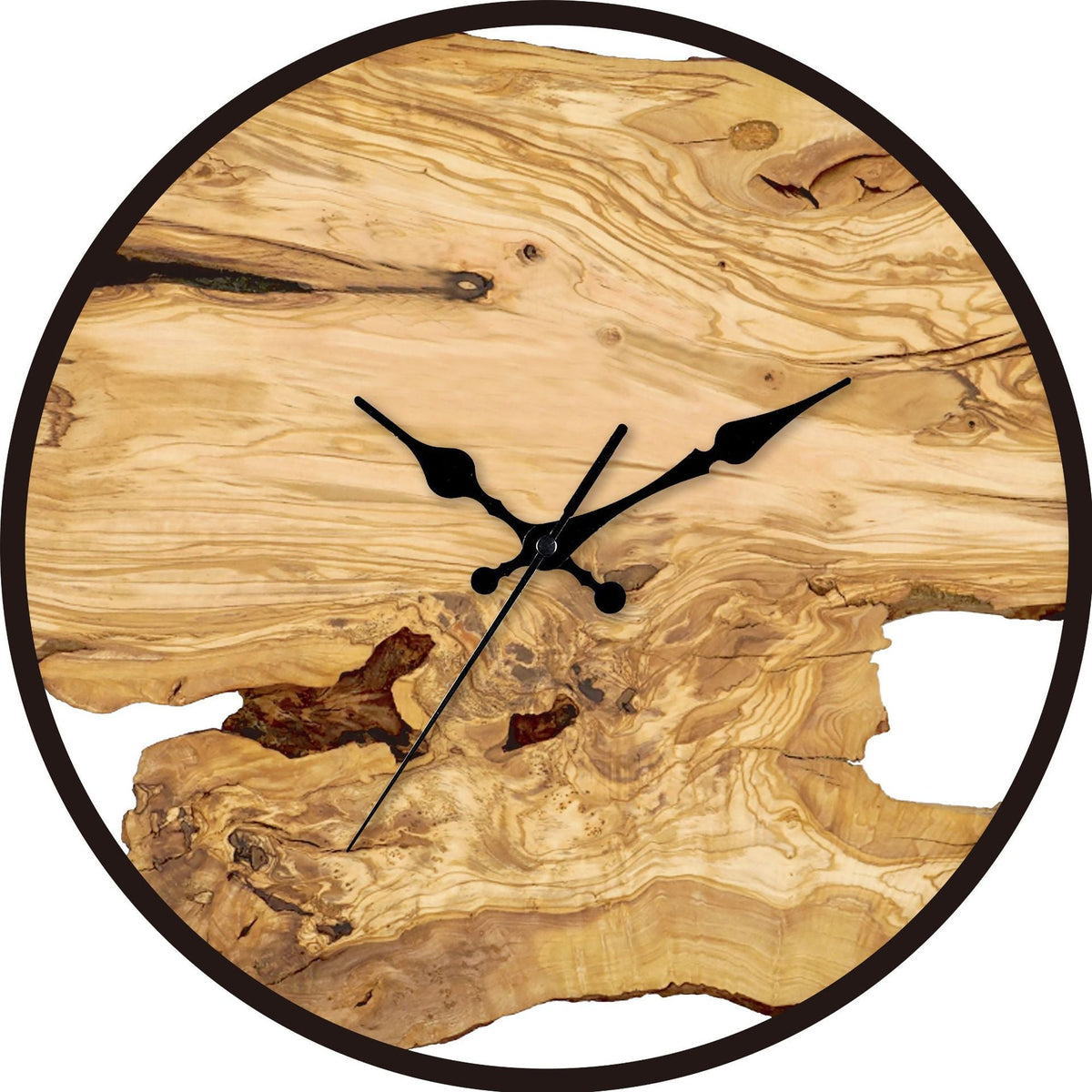 Rustic Wood-Look Wall Clock, Silent Open-Frame Design - product view 1