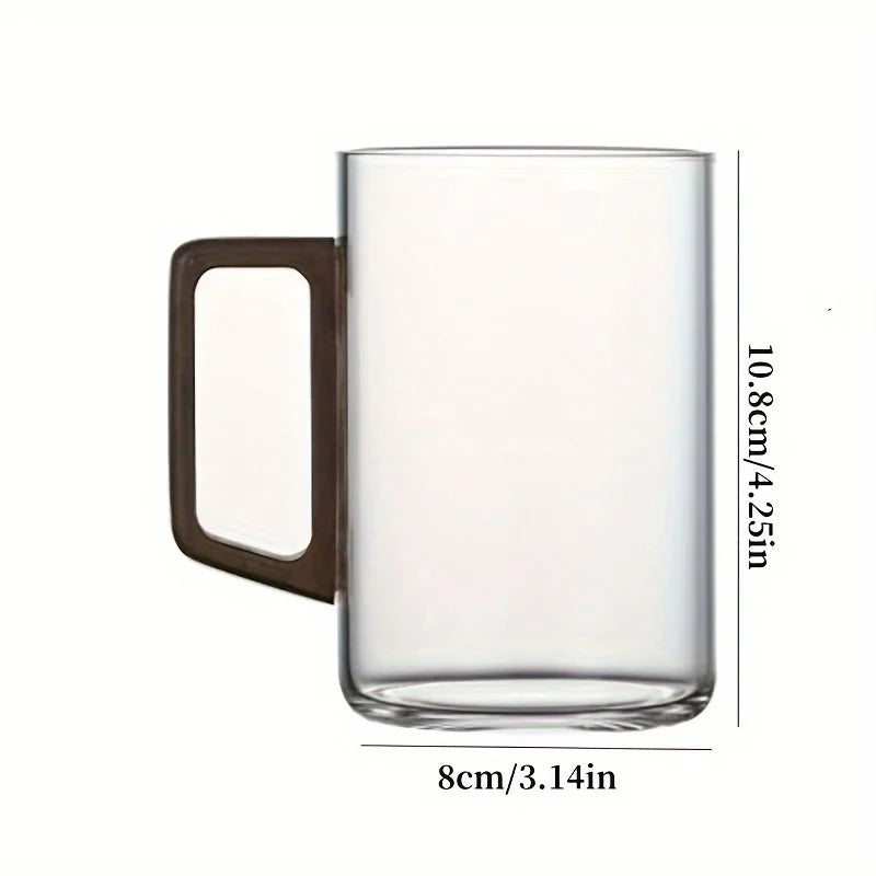 Borosilicate Glass Coffee Mug with Walnut Handle, 399.24 ml (13.5 US fl oz) — product view 3