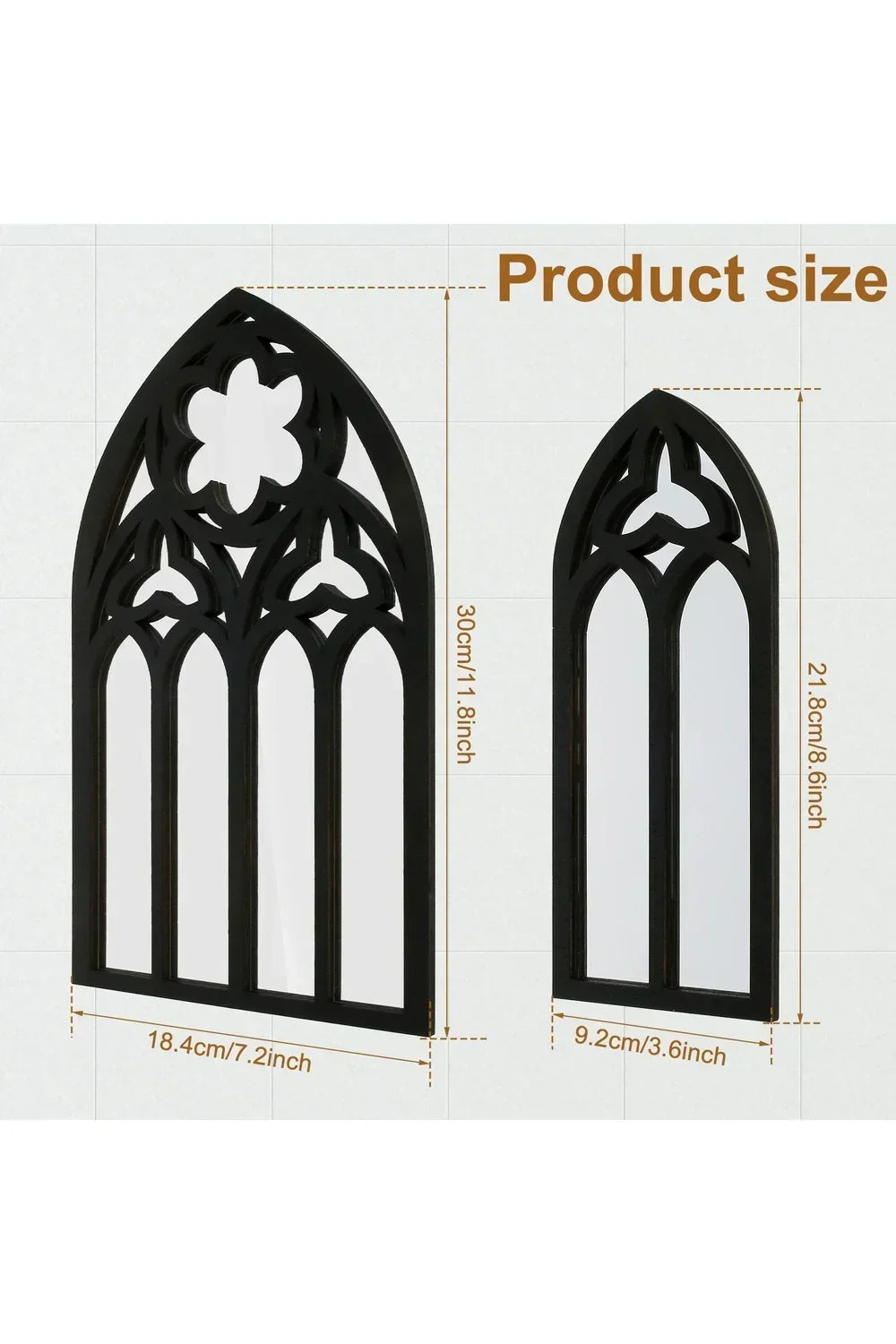 Gothic Arch Decorative Mirrors, Set of 3