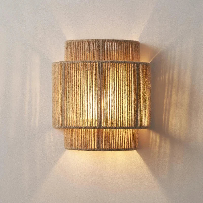 Handwoven Rattan Wall Lamp