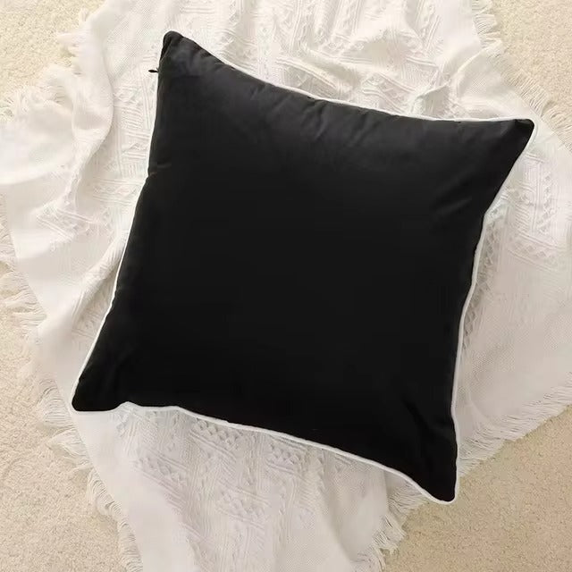 Black and White Velvet Cushion Cover
