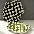 Checkerboard Ceramic Serving Tray