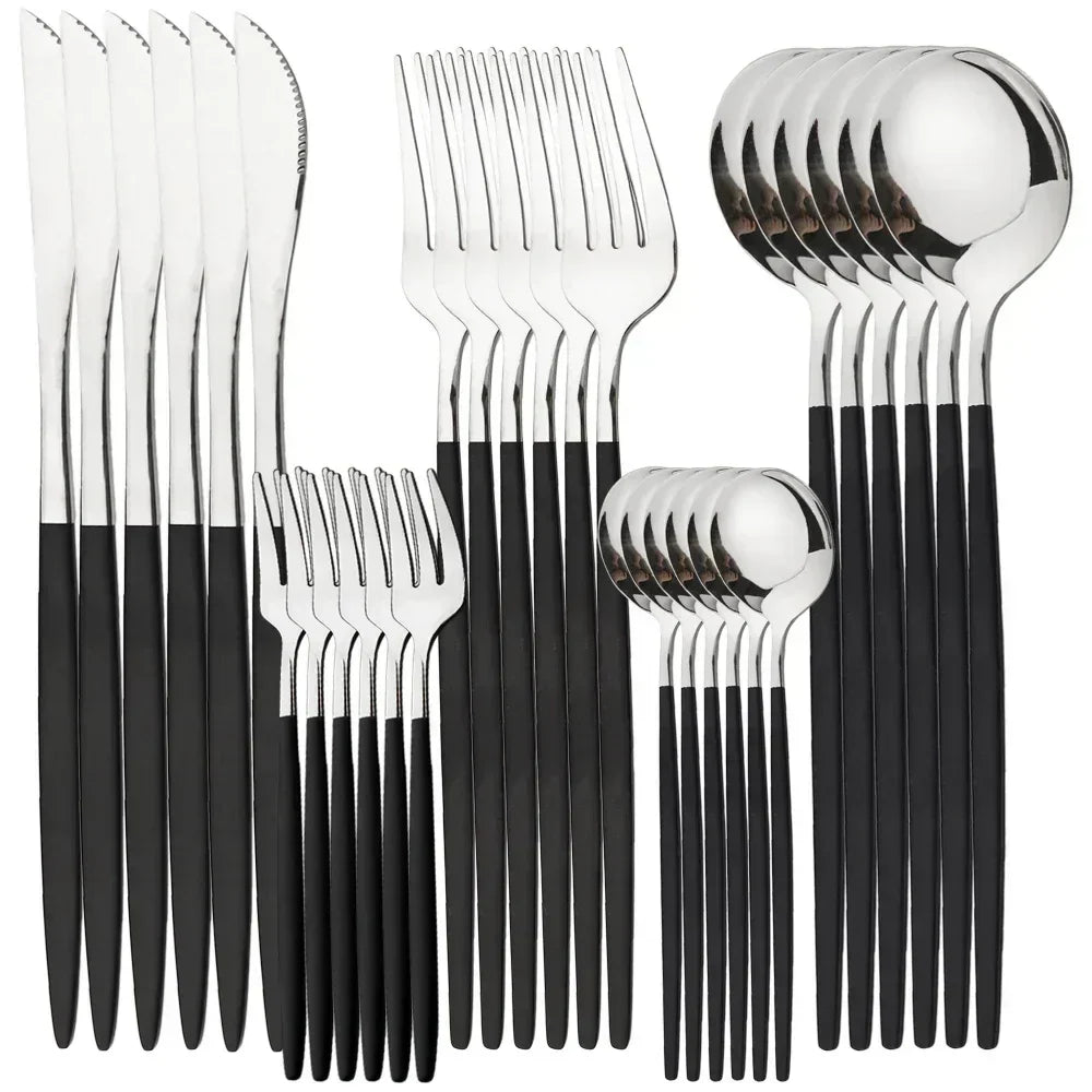 Polished Stainless Steel Cutlery Set, 30 Pieces