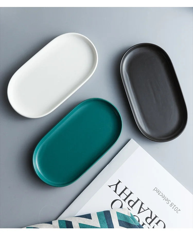 Marble Effect Ceramic Oval Storage Tray