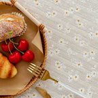 Floral Cotton Tablecloth with Decorative Edging