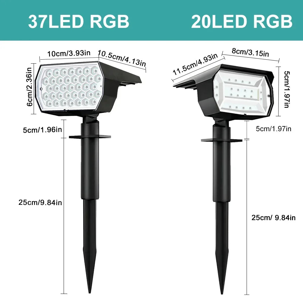 Solar RGB Garden Spotlights, 20 or 37 LED Outdoor Lights — product view 7