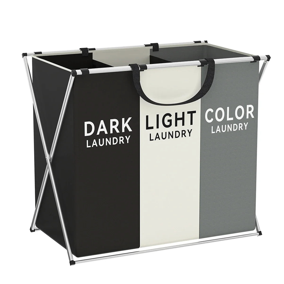 Multi-Section Laundry Hamper Foldable Clothes Basket with Compartments
