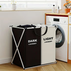 Multi-Section Laundry Hamper Foldable Clothes Basket with Compartments