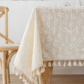 Floral Cotton Tablecloth with Decorative Edging