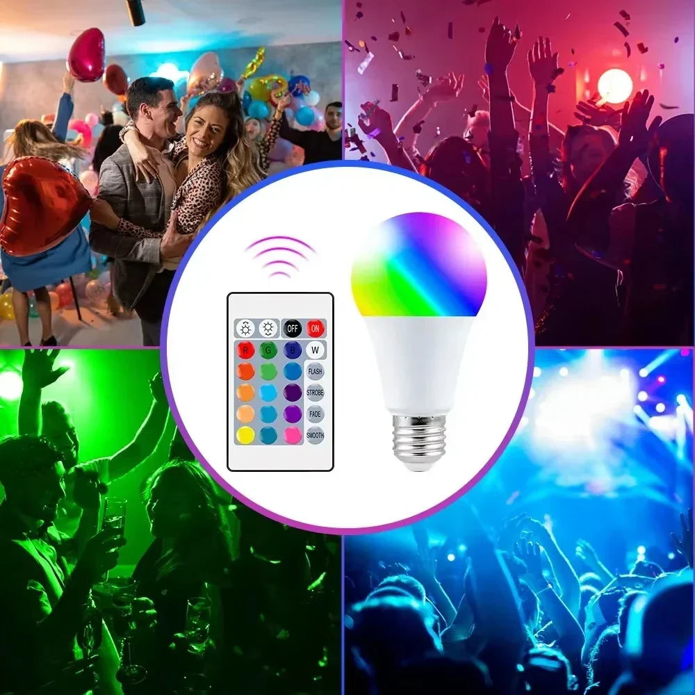 E27 RGB LED Light Bulb with Remote, 16 Colours — product view 5