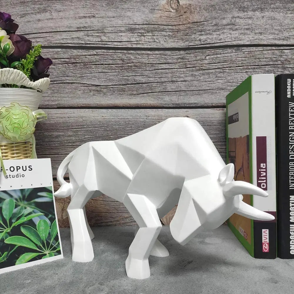Geometric Resin Bull Sculpture