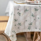 Floral Cotton Tablecloth with Decorative Edging