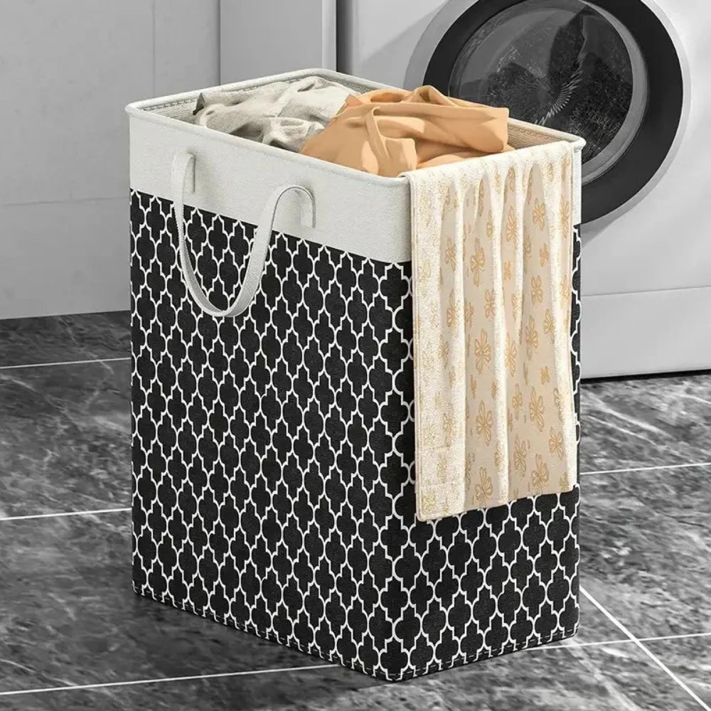 75L Waterproof Laundry Basket Foldable Fabric Clothes Hamper with Handles