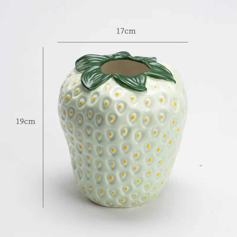 Red Strawberry Ceramic Flower Vase