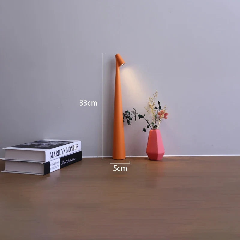 Rechargeable LED Table Lamp, Slim Touch-Dimmable Bedside Light - Orange, Changeable